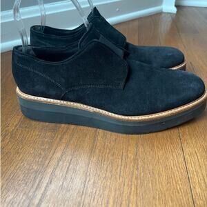 Vince Davy Black Suede Slip-on Platform Oxford 8.5